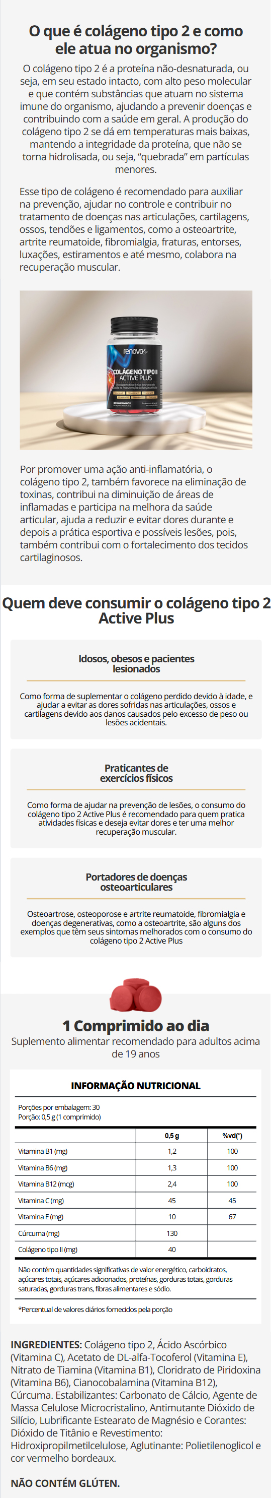 Descrição completa do Colágeno Tipo 2 Renova Be