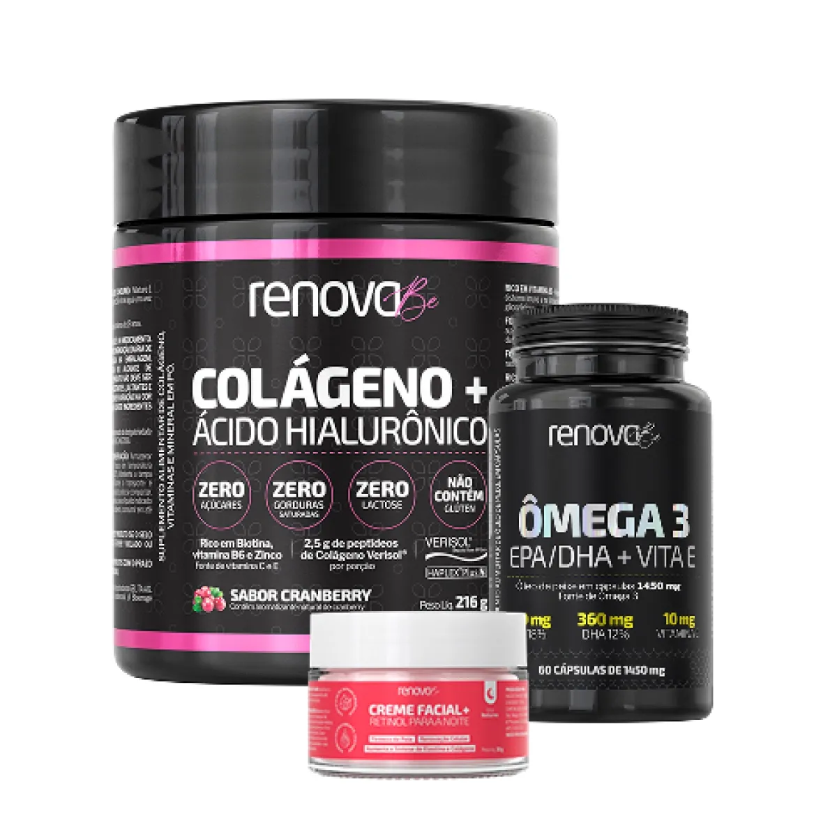 Kit Colágeno Verisol + Ômega 3 + Creme - Conjunto Completo